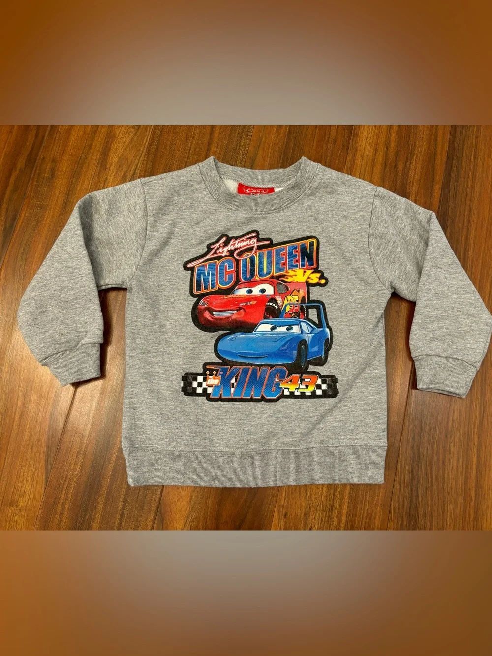 Disney Pixar Cars y2k Grey Lightning McQueen vs The King Crewneck Sweatshirt